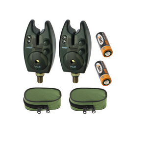 NGT VC2 Woodbury Dapple Camo Bite Alarms - 2 Pack  Volume and Tone Control with cases & Battieries