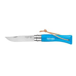 Opinel N°07 Colorama Trekking Knife - Cyan Blue, 8cm Stainless Blade