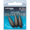 Drennan In-Line Olivettes Coarse Fishing Weights - Streamlined and Secure