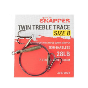 Korum Snapper Twin Treble Trace Size 8 Semi Barbless