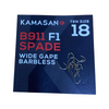 Kamasan B911 F1 Spade Wide Gape Barbless Fishing Hooks