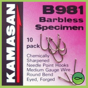 Kamasan  Specimen B981 Barbless Hooks Size 12