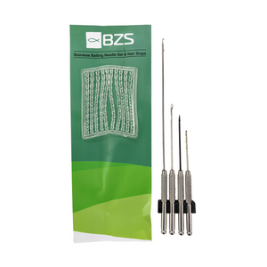 BZS BAIT STAINLESS BAIT NEEDLE SET WITH Super Soft Hair Stops